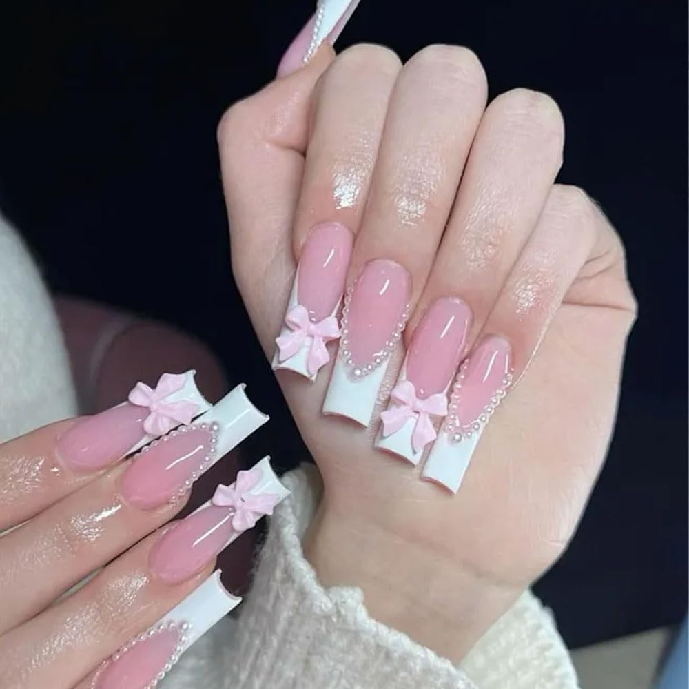 100PCS Bow Nail Charms, 3D Cute Colorful Bow ice Transparent Flat Back Manicure Decorations for Nail Jewelry DIY Crafts