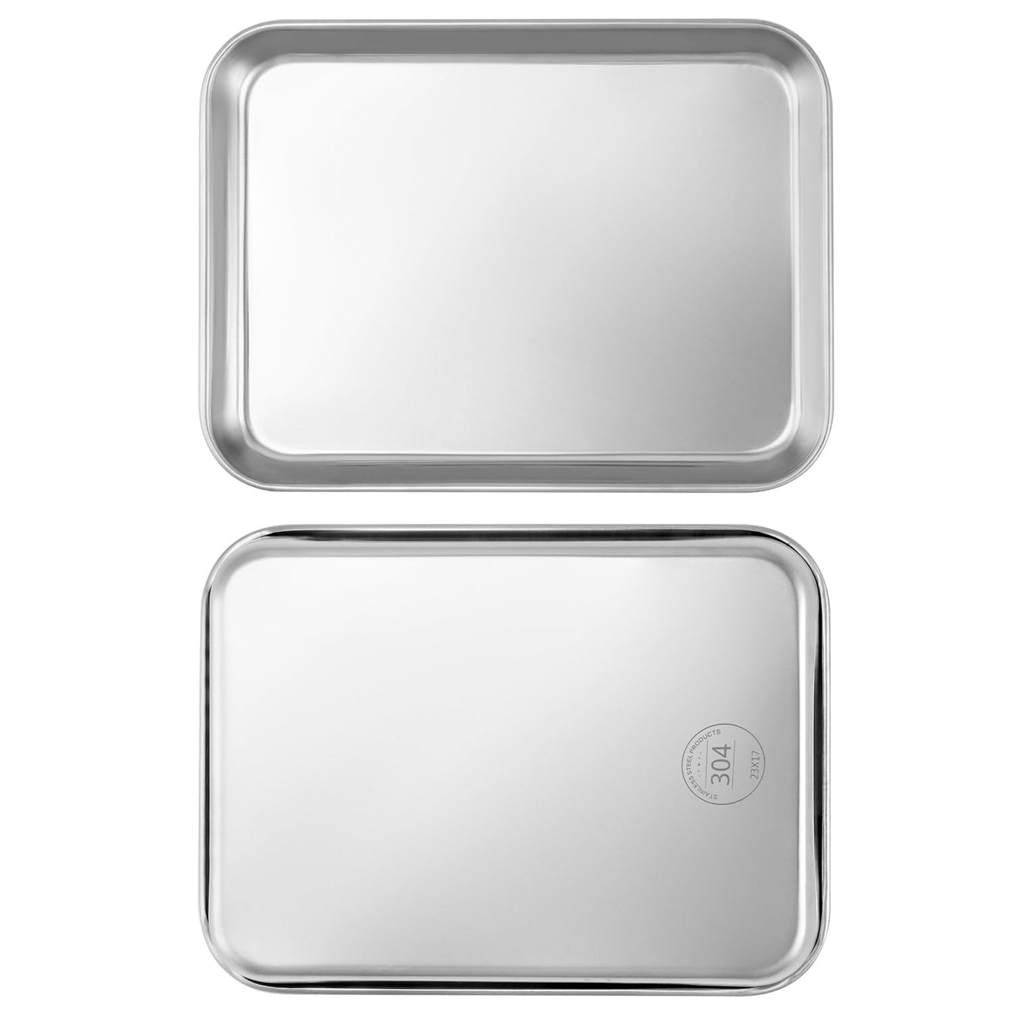 QWORK 2 Pack Stainless Steel Surgical Tray, for Medical Instruments, Tattoo, Surgical Supplies, 10 5/8" x 6 11/16" x 1 5/16", Flat Bottom Tray