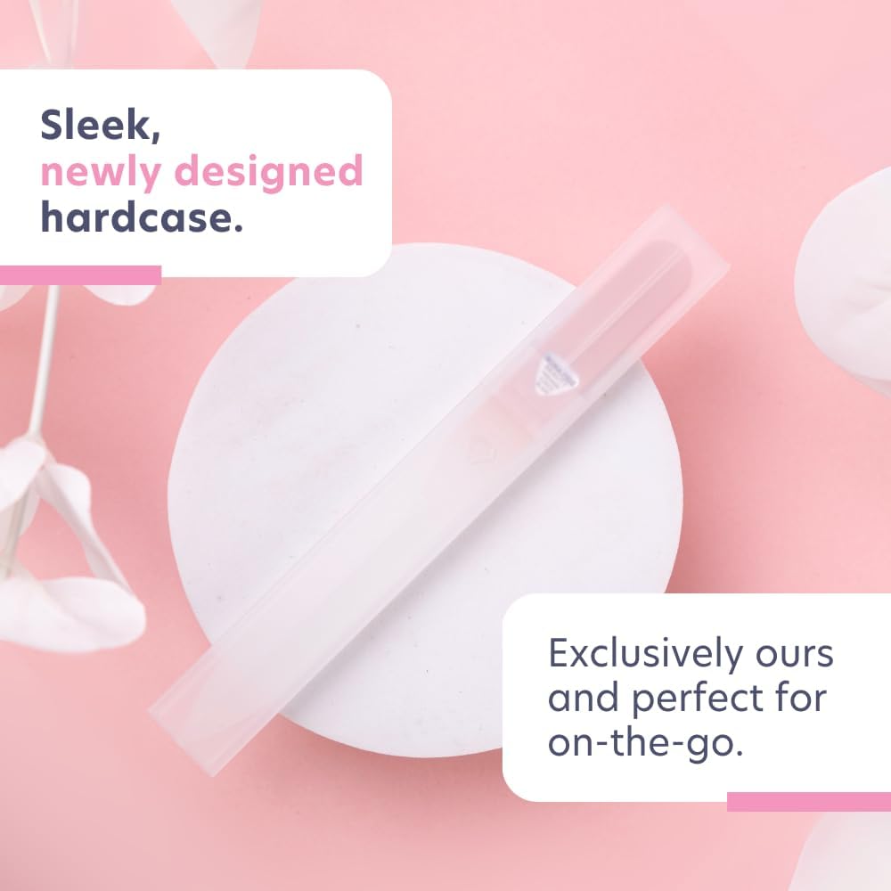 Bona Fide Beauty Czech Glass Nail File for Natural Nails (Raspberry) - Fine Grit (180/240) Etched Crystal Fingernail File with Clear Case. Ideal Gift for Women.