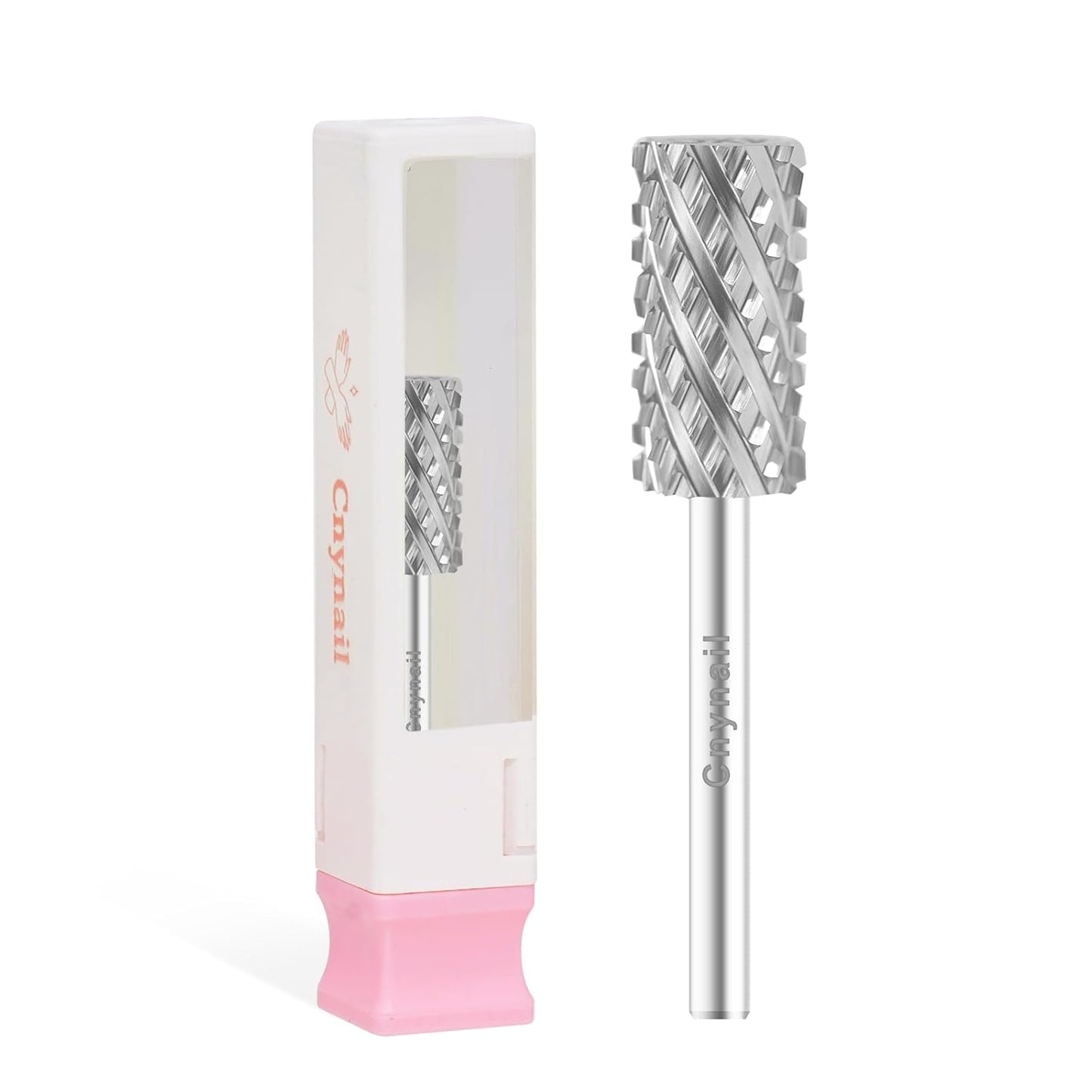 3/32" Large Barrel Bit Tungsten Carbide Nail Drill Bit Safety Bit for Gel & Acrylic Removal, 2- Way Rotating Efile Tip, Salon Electric File Accessory (4XC Girt, Silver)