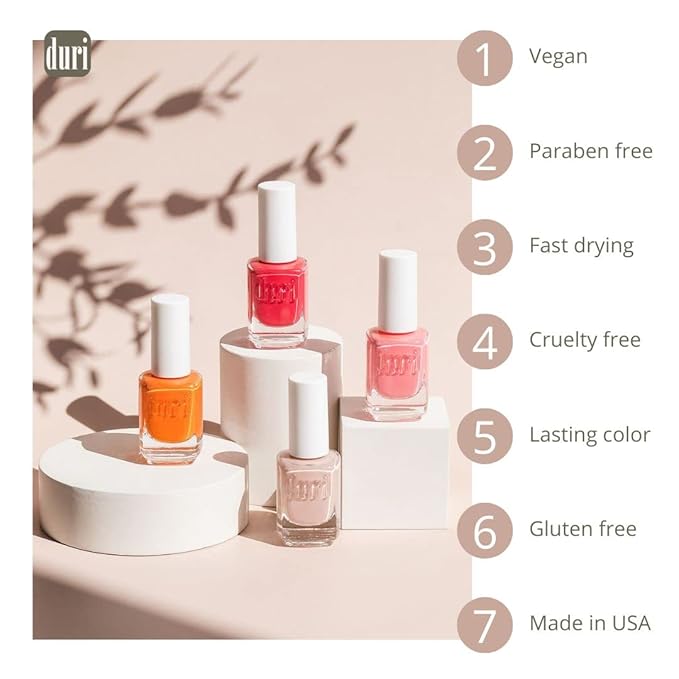 duri Nail Polish, 719 Poetic Blush, Fabulous Creamy Blush Pink, Full Coverage, Glossy, Fast Drying, 0.5 Fl Oz