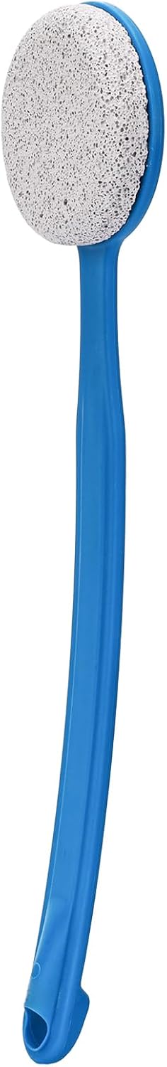 Pumice Stone for Feet with Long Handle 13.7", Hard Skin Callus Remover, Scrubber and Exfoliator for Dead Dry Skin, Softer & Smoother Feet, Pedicure Tool (Curved),Blue