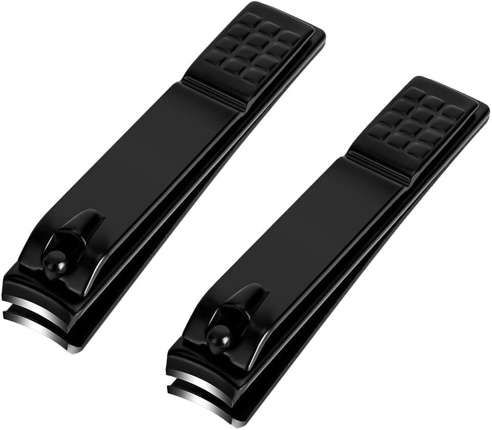 Nail Clippers Set, Sharp Stainless Steel Fingernail and Toenail Clippers, Black Nail Cutter, Large and Large 2 Piece Set.