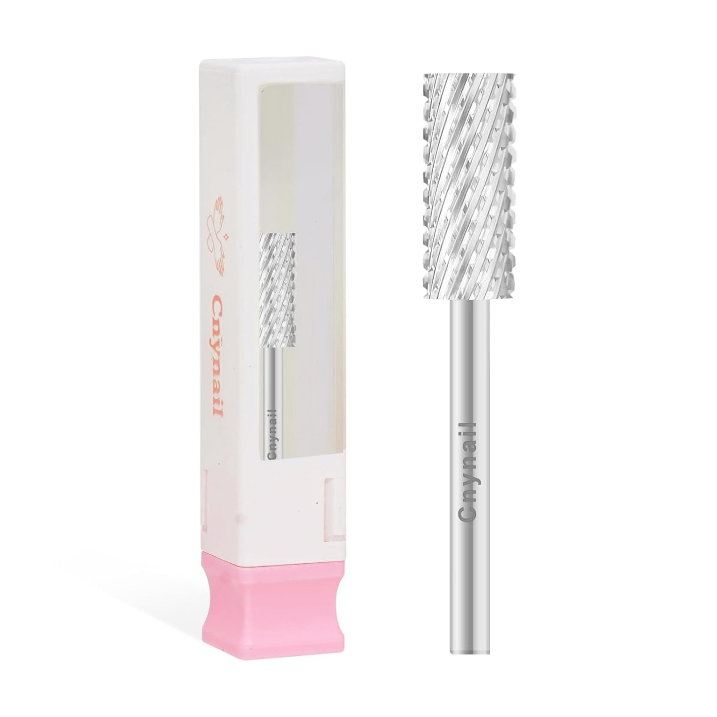 3/32" 5.35MM Small Barrel Flat Top Bit Tungsten Carbide Nail Drill Bit Safety Bit for Gel & Acrylic Removal, 2-Way Rotating Efile Tip, Salon Electric File Accessory (XC Grit, Silver)