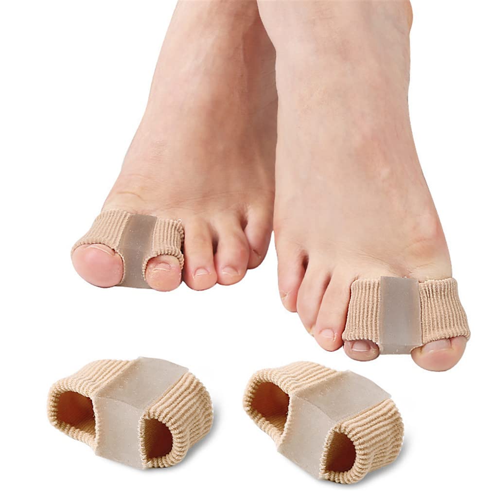 Toe Separator Sleeves, 2 Pairs Soft Breathable Big Toe Corrector with Gel Toe Spacer Cushion, Hammer Toe Overlapping Toes Straightener Sleeves for Big Toe Alignment Bunion Foot Pain Relief (L)
