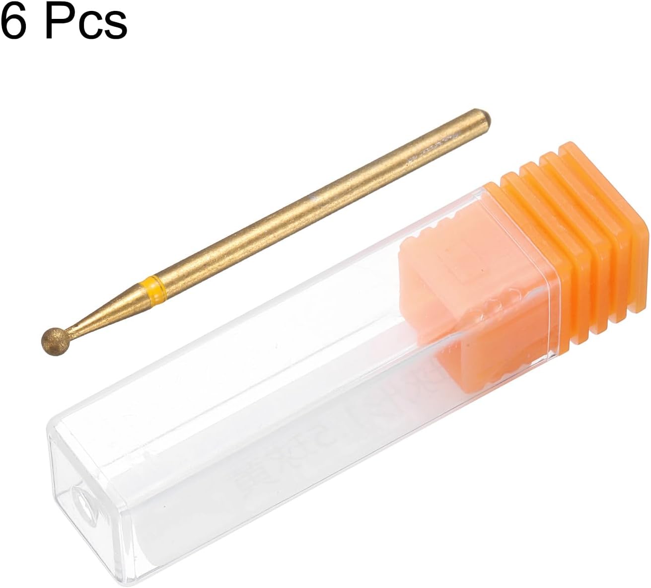 HARFINGTON 6pcs 325-400 Grits Diamond Grinding Bit 2.3mm Ball Head 2.35mm Shank 2.3mm Length Titanium Plated Stone Sanding Drill Bits Rotary Tool for Nails Grinding Polishing