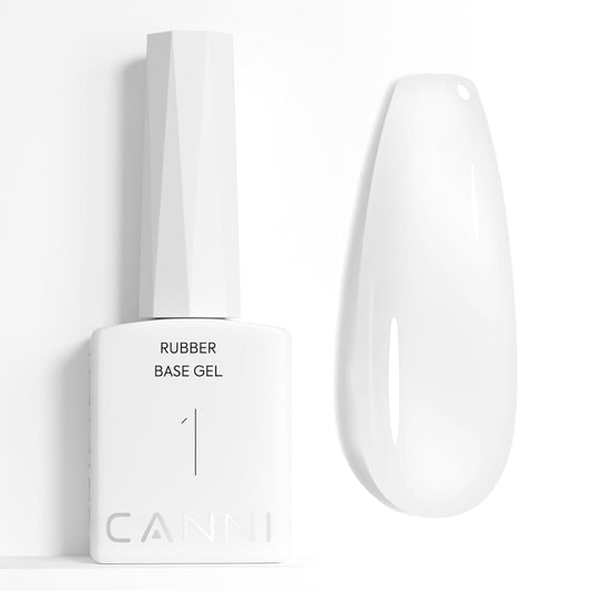 CANNI Rubber Base Gel - 9ml Clear Nail Strengthener Gel, Flexible Base Coat for Weak Nails, UV LED Soak Off Natural Look Manicure DIY Women
