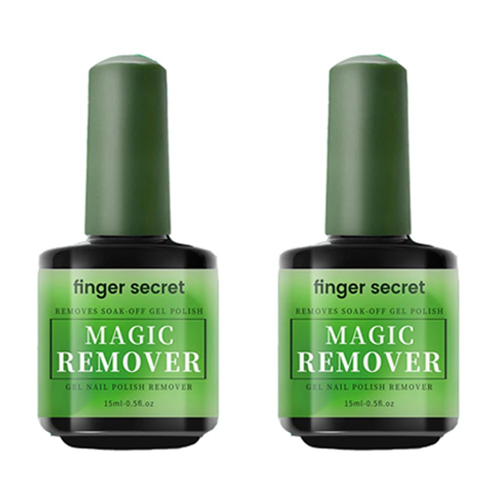 Gel Nail Polish Remover Kit, Fast Efficient Gel Polish Remover for Tough Gel, No Damage to nails Remove Soak Off Nail Gel Polish Portable Magic remover 2 Pack -0.5oz