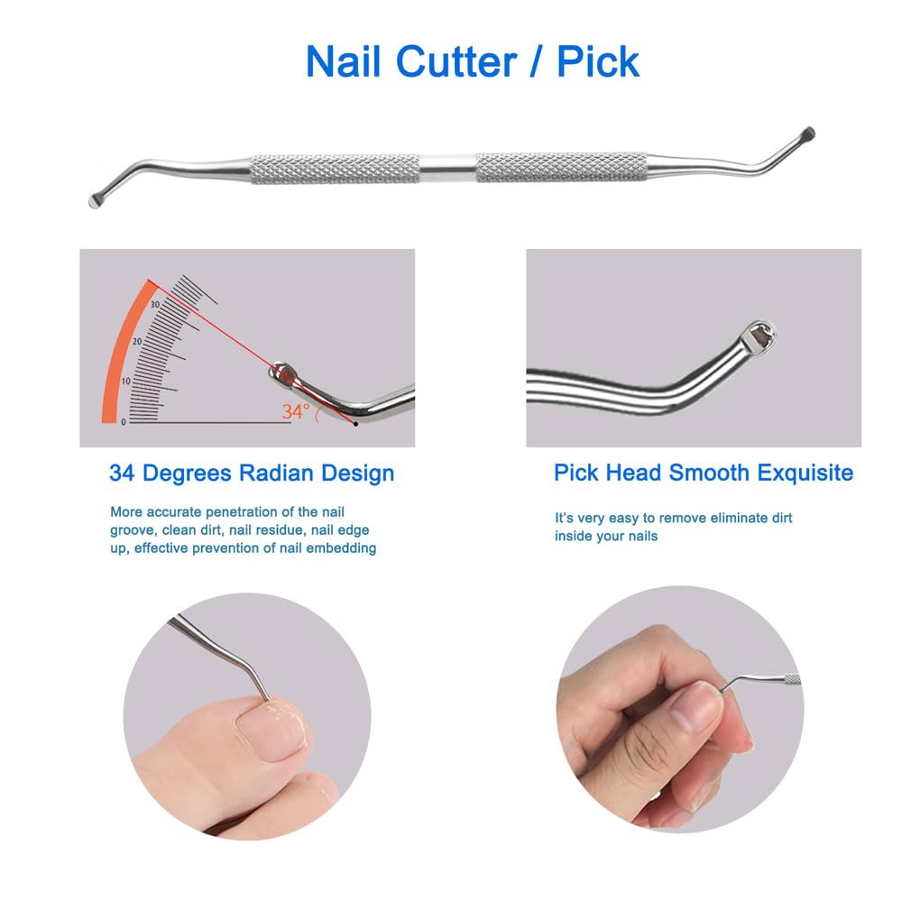 Professional Cuticle Nippers Set, Stainless Steel Manicure Kit - Cuticle Nipper, Cuticle Pusher & Cutter, Triangle Nail Polish Remove Tool & Cuticle Trimmer, Nail File, Nail Lifter, Home & Salon
