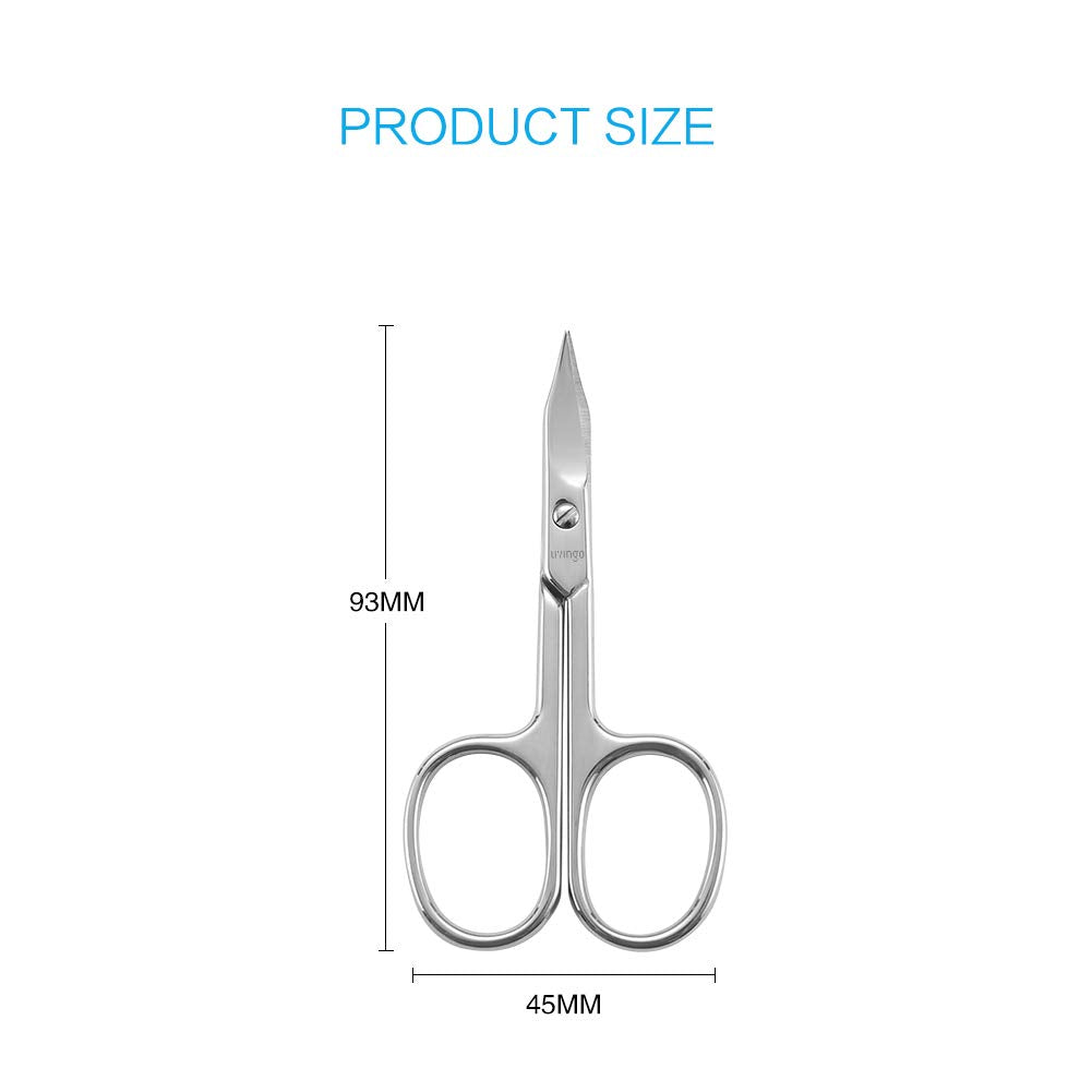 LIVINGO Premium Manicure Nail Scissors Multi-purpose Stainless Steel Cuticle Pedicure Beauty Grooming Kit for Eyebrow, Eyelash, Dry Skin Curved Blade 3.5 inch