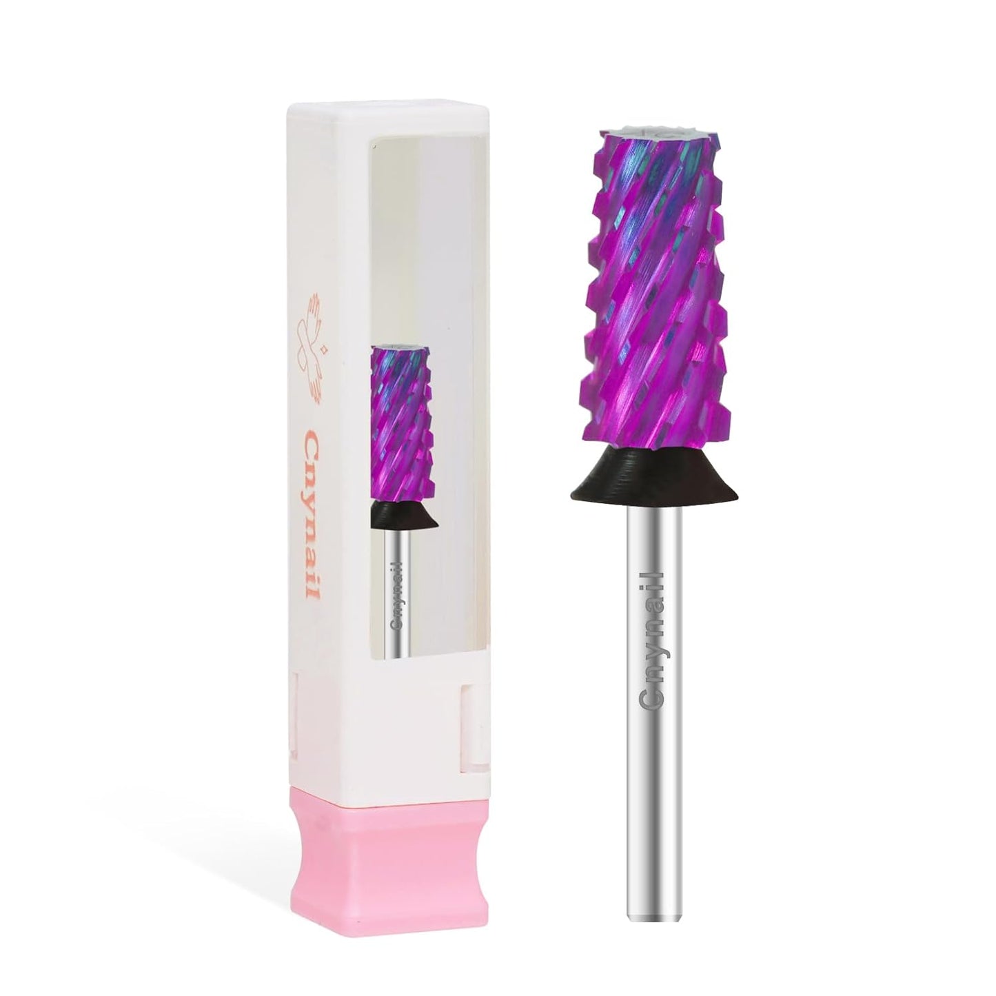 Cnynail 3/32" Large Tapered Barrel Flat Bit Tungsten Carbide Nail Drill Bit Safety Bit for Gel & Acrylic Removal, 2- Way Rotating Efile Tip, Salon Electric File Accessory (XC Girt, Purple)