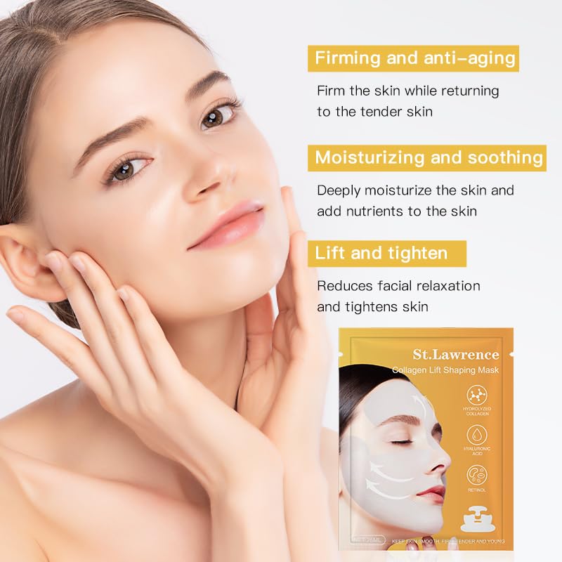 Collagen Lift Shaping Mask, Hydrating Hydrogel Mask, Moisturizing V Shaped Lifting Facial Masks for Women