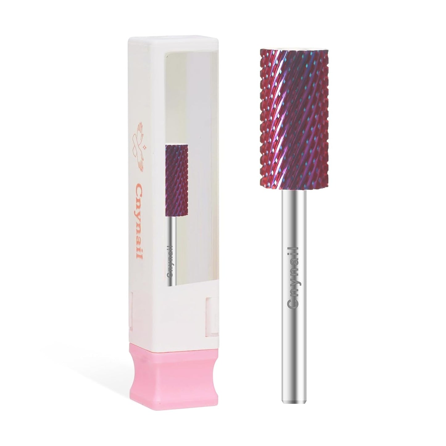 3/32" Large Barrel Bit Tungsten Carbide Nail Drill Bit Safety Bit for Gel & Acrylic Removal, 2- Way Rotating Efile Tip, Salon Electric File Accessory (C Girt, Purple)