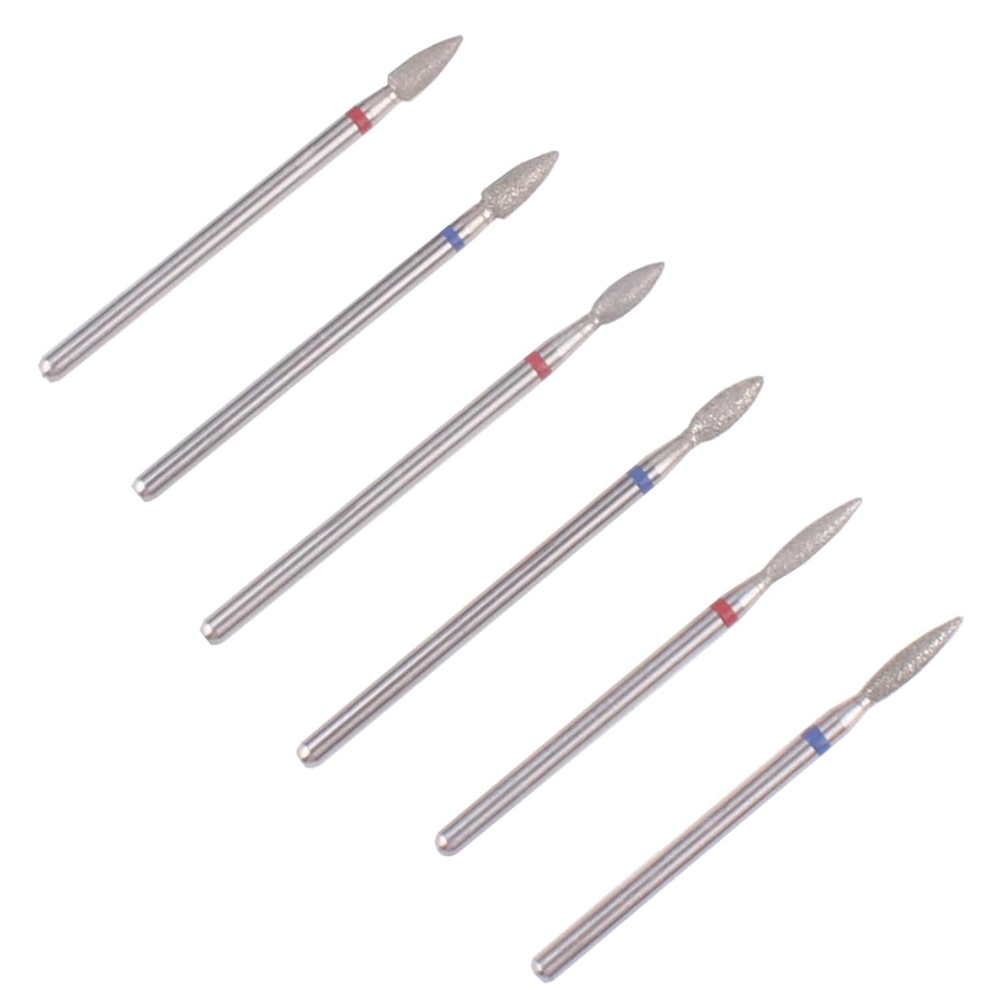 MZCMSL 6pcs Flame Shape Diamond Cuticle Nail Drill Bit, Pro Manicure Drill Bit for Nail Prep, 3/32 Shank efile Bit