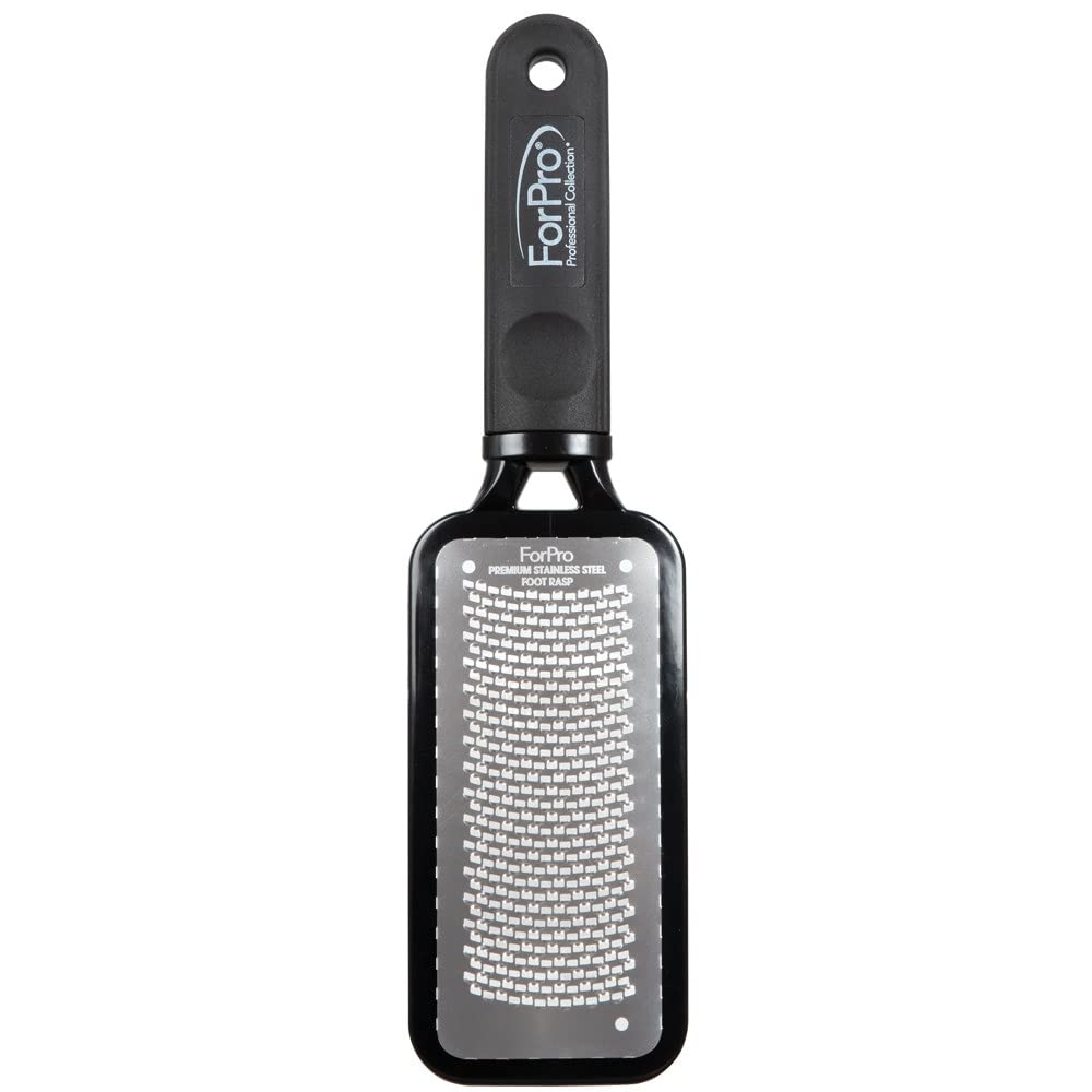 ForPro Professional Collection Premium Stainless Steel Foot Rasp, Colossal Foot File & Callus Remover, Instantly Removes Calluses & Smooths Cracked Heels, 10.75" L x 2.75" W, Black