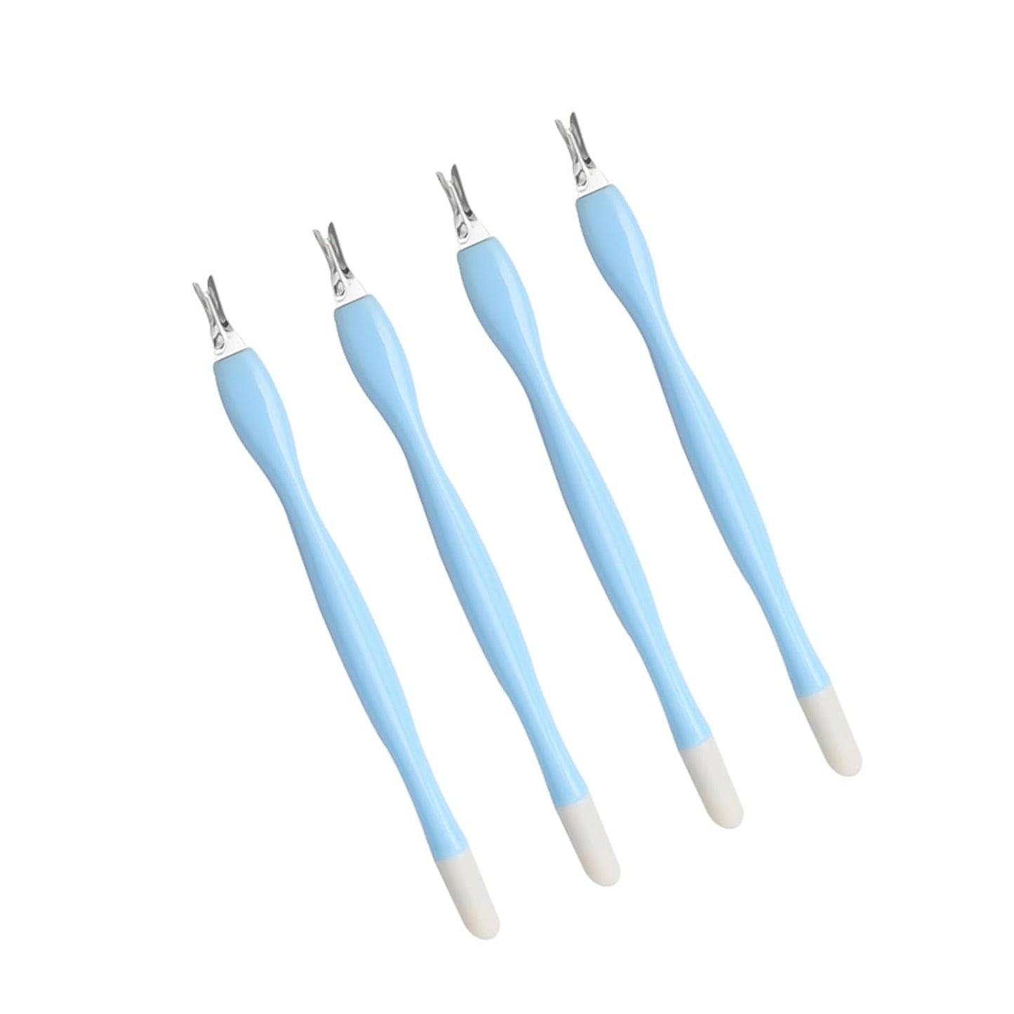 4 Pcs Cuticle Trimmer Pusher Remover, Rubber Tip Gentle on Nail Bed, Stainless Steel Cuticle Remover, Manicure Tool for Fingernails