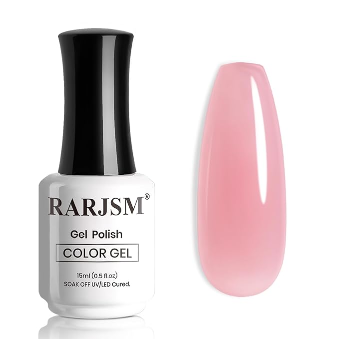 RARJSM Nude Gel Nail Polish Jelly Blush Pink Neutral Skin Tone Sheer Milky Creamy Glass Nudegel 1PC 15ml Single Bottle Transparent French Manicure Soak off UV LED Cured for Home Salon DIY