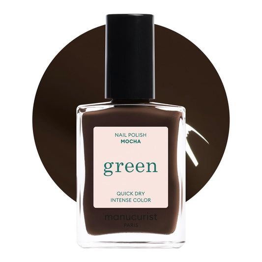 Manucurist Green MOCHA - Dark Brown With Cool Undertones Nail Polish - 9-Free, Vegan and Plant-Based - Quick Dry Manicure - Non Toxic Nail Polish - Made in France - 0.5 fl oz