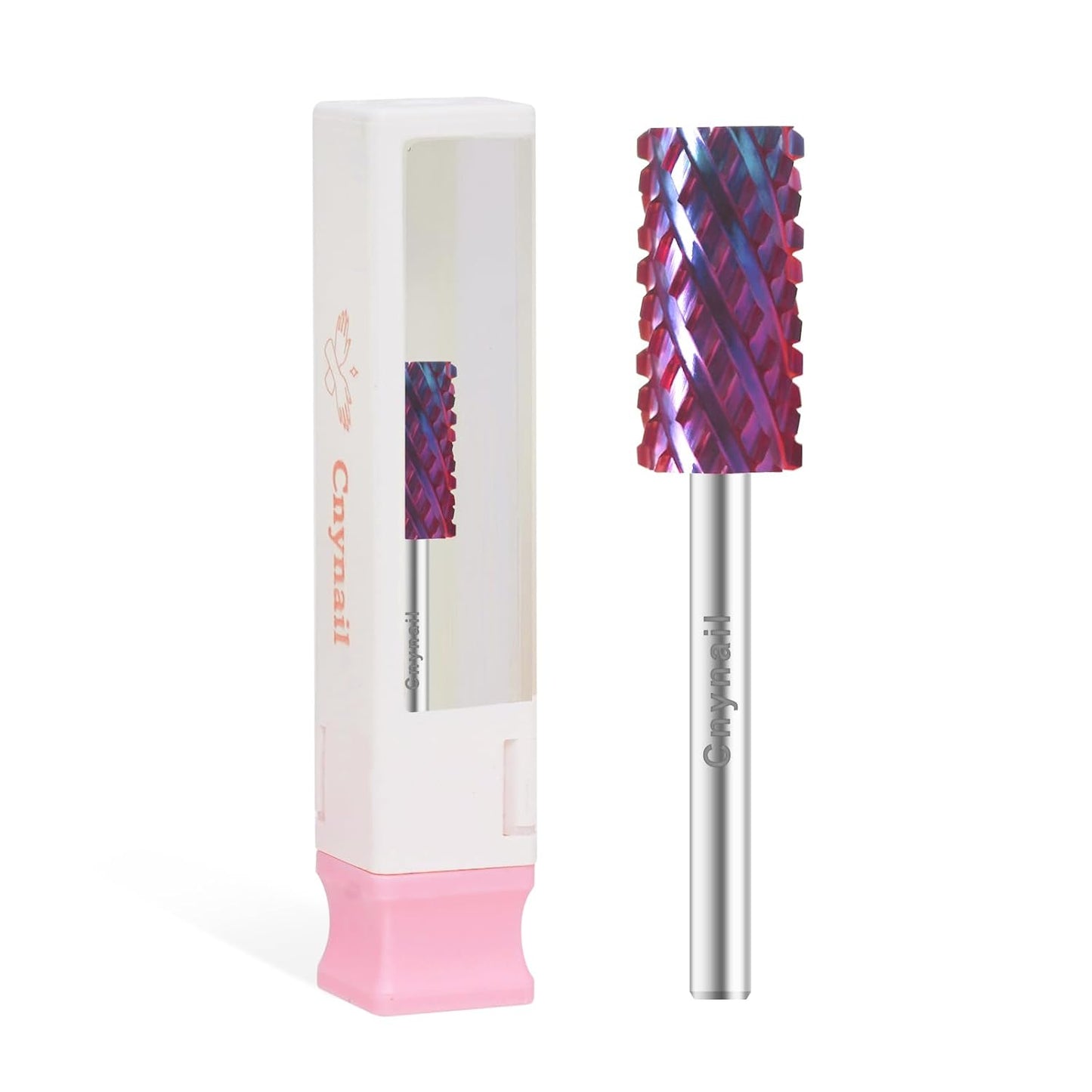 3/32" Large Barrel Bit Tungsten Carbide Nail Drill Bit Safety Bit for Gel & Acrylic Removal, 2- Way Rotating Efile Tip, Salon Electric File Accessory (4XC Girt, Purple)