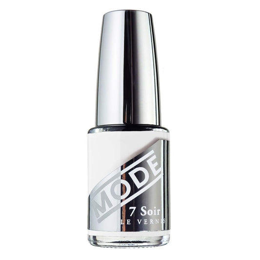 MODE Bright Opaque White Nail Polish Long Lasting Nail Lacquer Color, Chip Resistant Strengthening Manicure Protection, Cruelty Free, Made in NY, 7 Soir Le Vernis