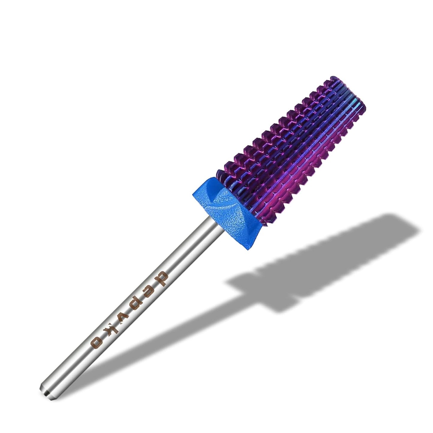Depvko Super Long 5 in 1 Nail Drill Bits, 3/32'' Carbide Tungsten Bits, Two Way Rotate Professional Advanced Safety Bits for Nail, Fast Remove for Manicure Pedicure (Classic 5in1-Purple, Medium-M)