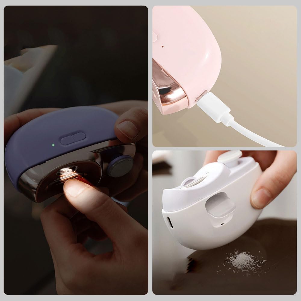 Electric Nail Clipper, 2 in 1 Electric Polishing Automatic Nail Clippers Electric Nail Trimmer with 2 Adjustable Speeds, Nail Trimmer for Seniors, Kids, Adults (Pink)