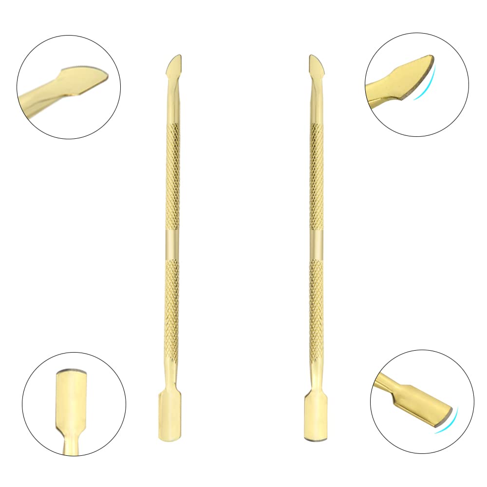 8Pieces Cuticle Trimmer Cuticle Nipper Cuticle Remover Cuticle Cutter with Cuticle Pusher Stainless Steel Cuticle Cutter Clipper Nail Tools for Fingernails and Toenails (Gold)
