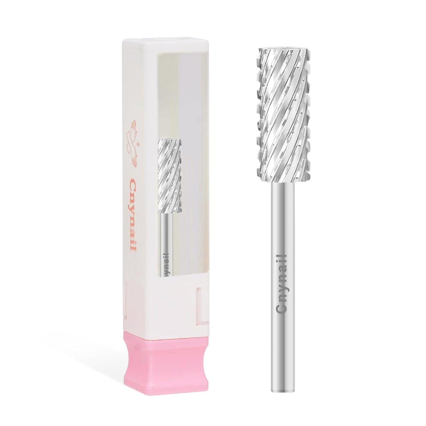 3/32" 5.35MM Small Barrel Flat Top Bit Tungsten Carbide Nail Drill Bit Safety Bit for Gel & Acrylic Removal, 2-Way Rotating Efile Tip, Salon Electric File Accessory (3XC Grit, Silver)