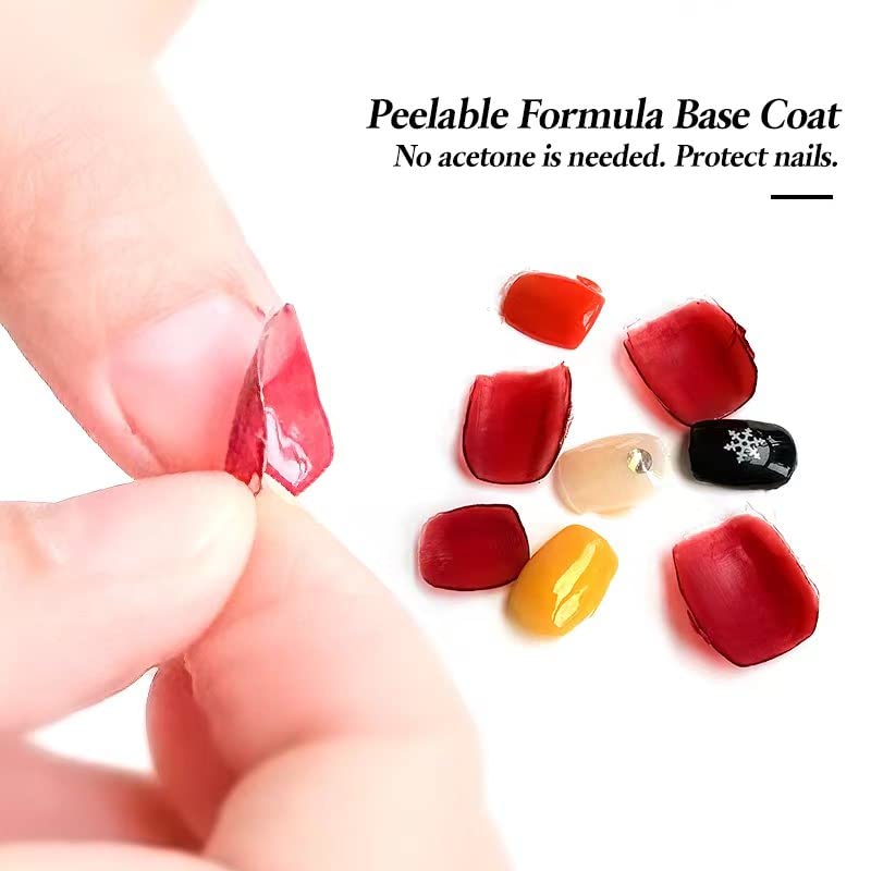 FZANEST Peel Off Gel Base Coat For Gel Nail Polish,15ml UV LED Light Peelabel Base Nail Polish Non Toxic Vegan Cruelty Free