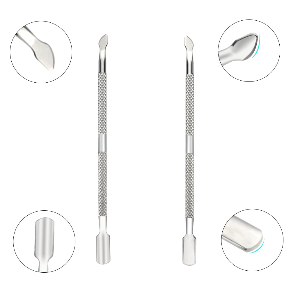 8-Piece Cuticle Trimmer Set - Cuticle Nipper, Remover, Cutter with Pusher - Stainless Steel Nail Tools for Fingernails and Toenails (Silver)