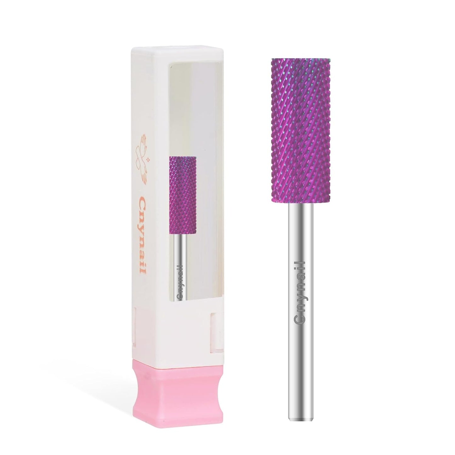 3/32" Small 5.35MM Barrel Bit Tungsten Carbide Nail Drill Bit Safety Bit for Gel & Acrylic Removal, 2- Way Rotating Efile Tip, Salon Electric File Accessory (F Girt, Purple)