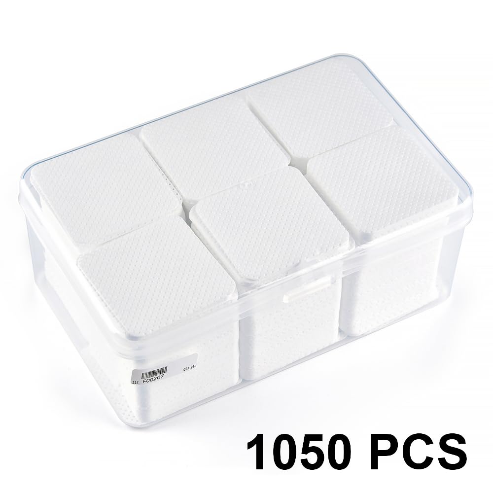 1050 PCS Lint Free Nail Cleaning Wipes to Remove Gel Nail Polish & Other Excess Liquid Disposable Nail Cleaning Wipes (White)