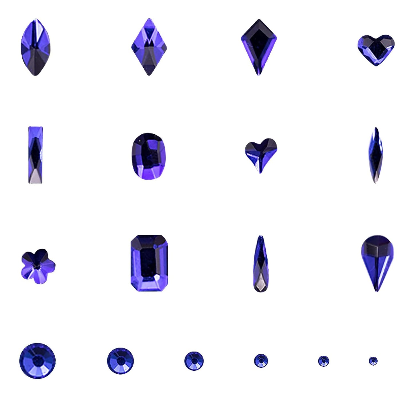 HOINCO Rhinestones, 3120Pcs Sapphire Blue Crystal Glass for Nail Art Craft & DIY, Mix Sizes 12 Shapes with Wax Pen & Tweezers