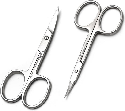 Nail Scissors for Women & Men – Stainless Steel, Curved Blade, Sharp Scissors for Toenails, Manicure, Pedicure, Cuticle For Home & Professional Use (Nail and Cuticle Scissors Pair)