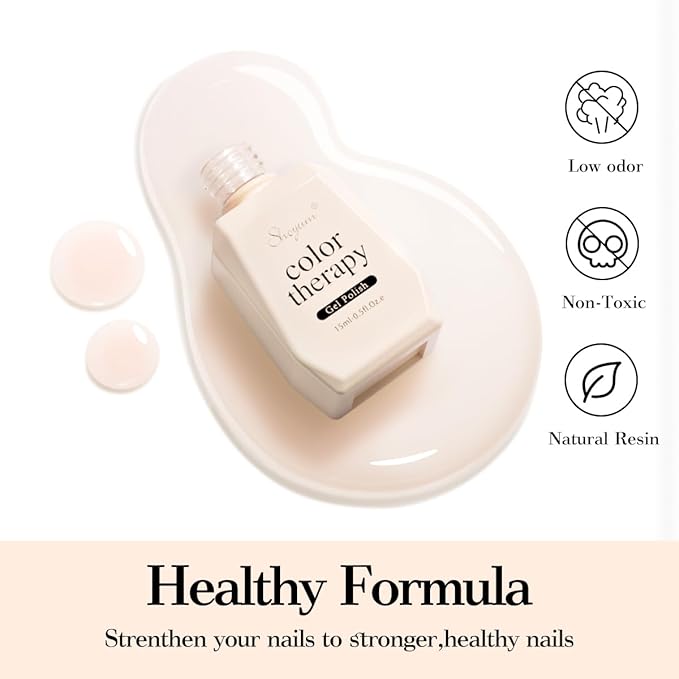 Milky Nude Gel Nail Polish, 15ml Natural Jelly Sheer Color Soak Off UV Light Cure Translucent Gel Polish for Nail Art Salon DIY Manicure at Home X02