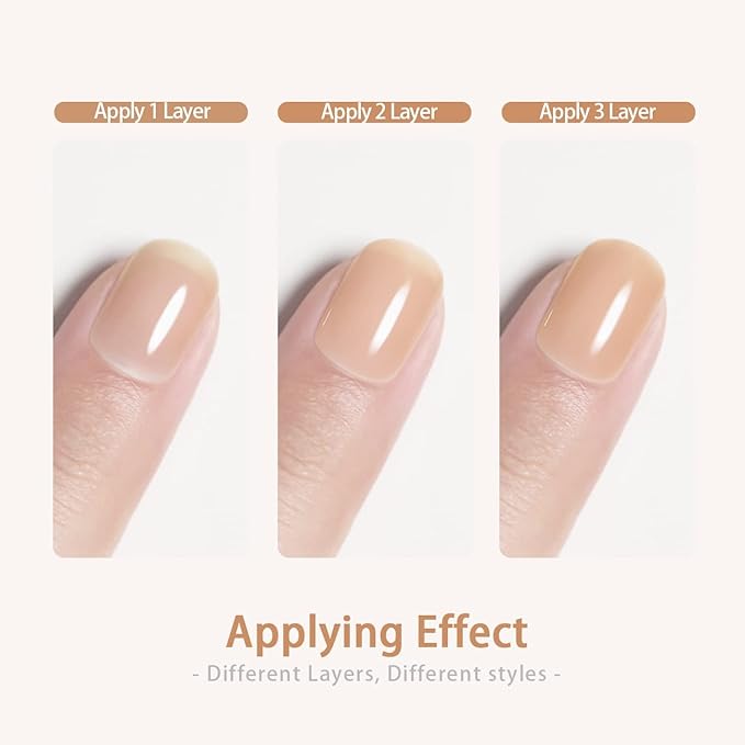 RARJSM Nude Gel Polish Set Pinky Purple Jelly Gel Nail Polish of 6 Transparent Colors Clear Apricot Orange Sheer Brown Coffee Summer Autumn LED UV Soak Off French Manicure Curing Requires 7.5ml