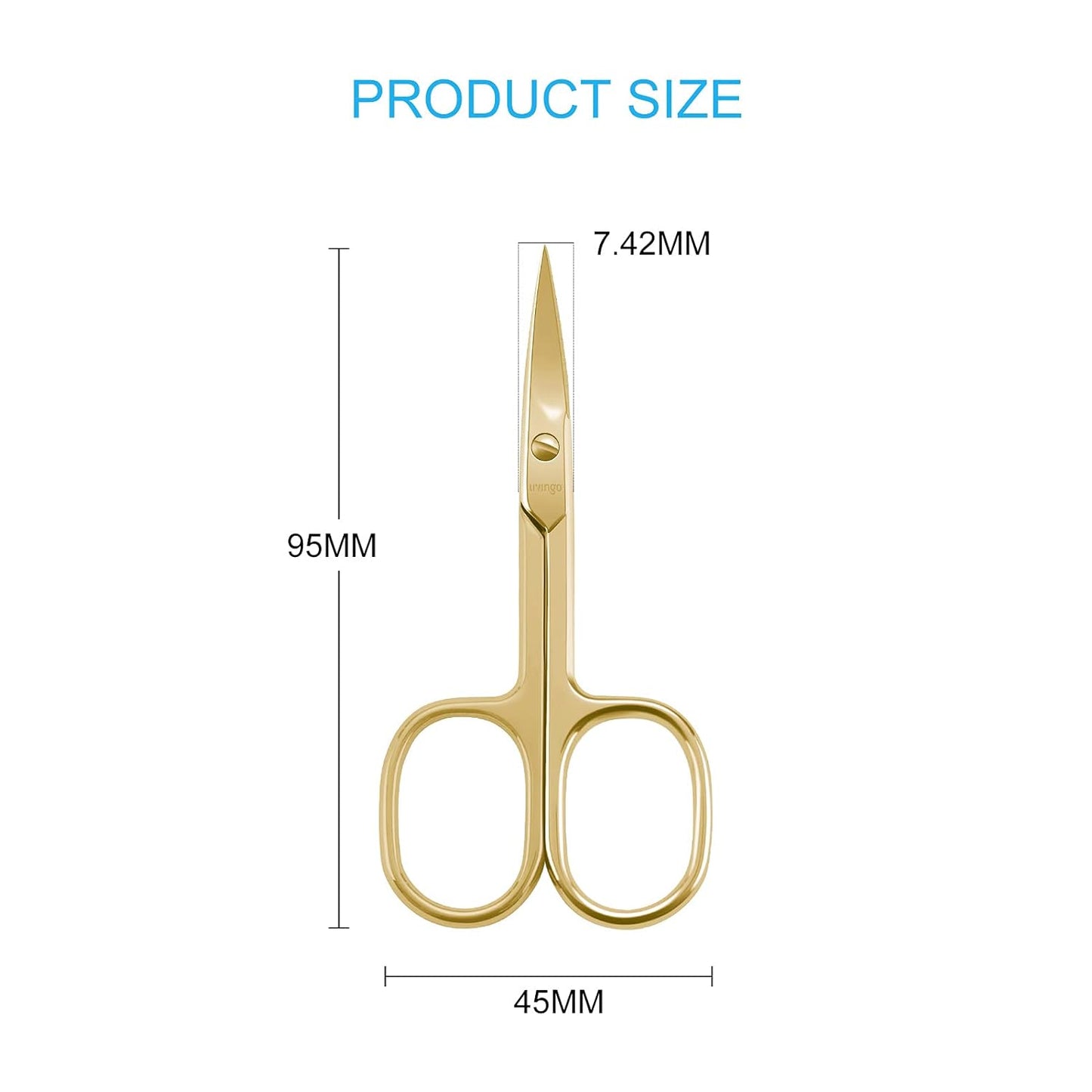 LIVINGO Professional Nail Cutter Scissors, Multi-purpose Sharp Curved Blade Stainless Steel Manicure Cuticle Pedicure Fingernail & Toenail Grooming Tool with Case, Eyebrows/Eyelash Use, 3.5" Gold