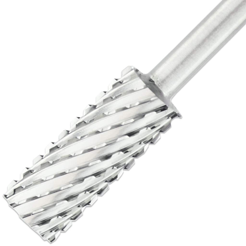 PANA Nail Carbide Cylinder Bit - Two Way Rotate use for Both Left and Right Handed - Fast remove Acrylic or Hard Gel - 3/32" Shank - Manicure, Nail Art, Drill Machine (2X Coarse, Silver)