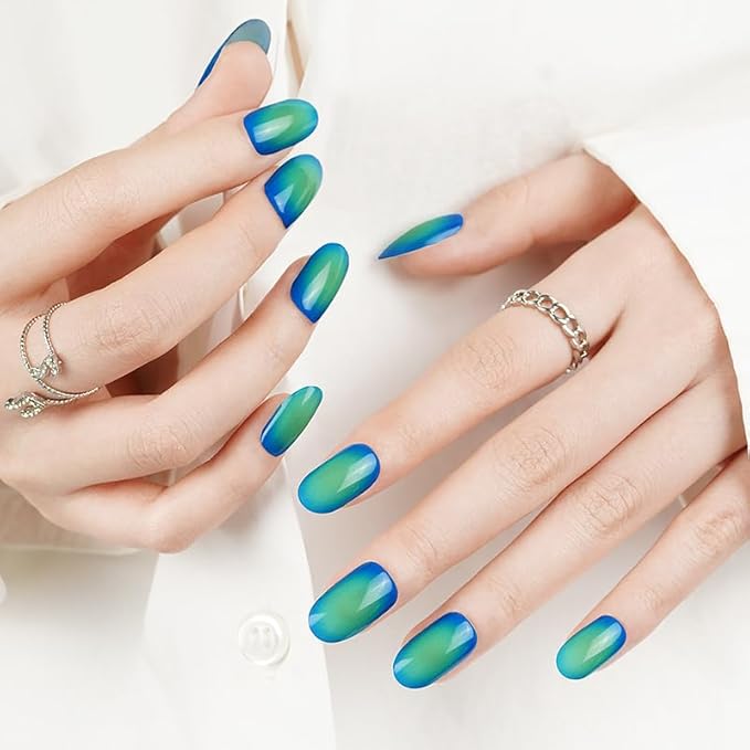 Semi Cured Gel Nail Strips With 30 Pieces - Salon Quality Manicure Kit For Women Easy Application Wraps Includes Prep Pads Nail File Wooden Stick, UV light Required - Serene Aura