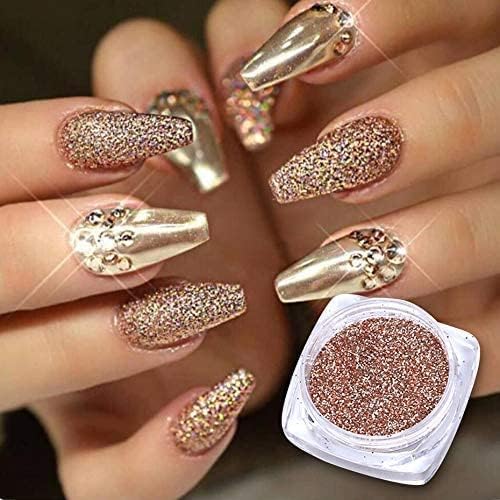 6 Boxes Holographic Sugar Glitter Nail Art Sequins Kits 3D Metallic Shining Flakes Acrylic Powder Dust for Women Nails Design Manicure Decorations