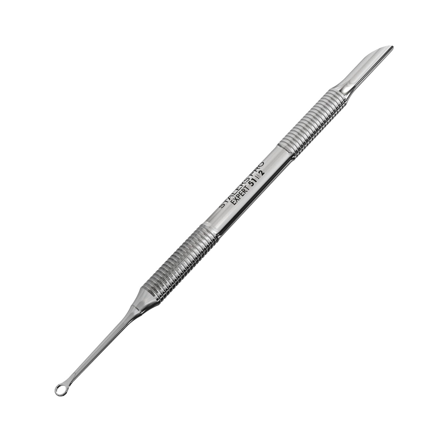 Staleks Pro EXPERT 51 Manicure Pusher Type 2 – Beveled Pusher and Loop End – Stainless Steel – Professional Tool for Cuticle Work
