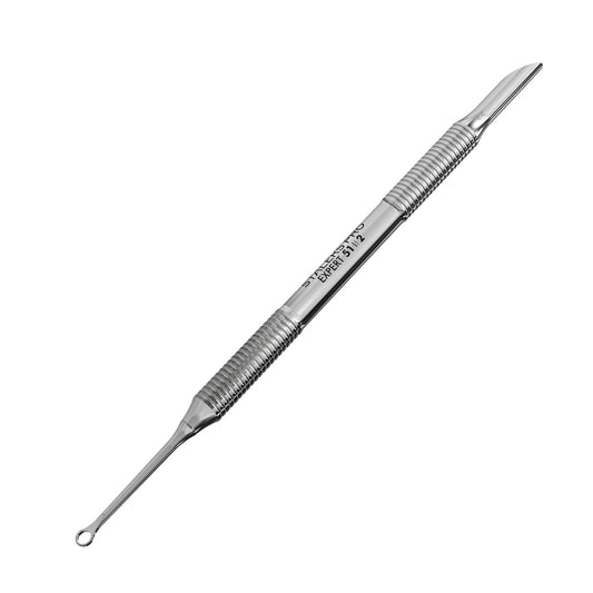 Staleks Pro EXPERT 51 Manicure Pusher Type 2 – Beveled Pusher and Loop End – Stainless Steel – Professional Tool for Cuticle Work
