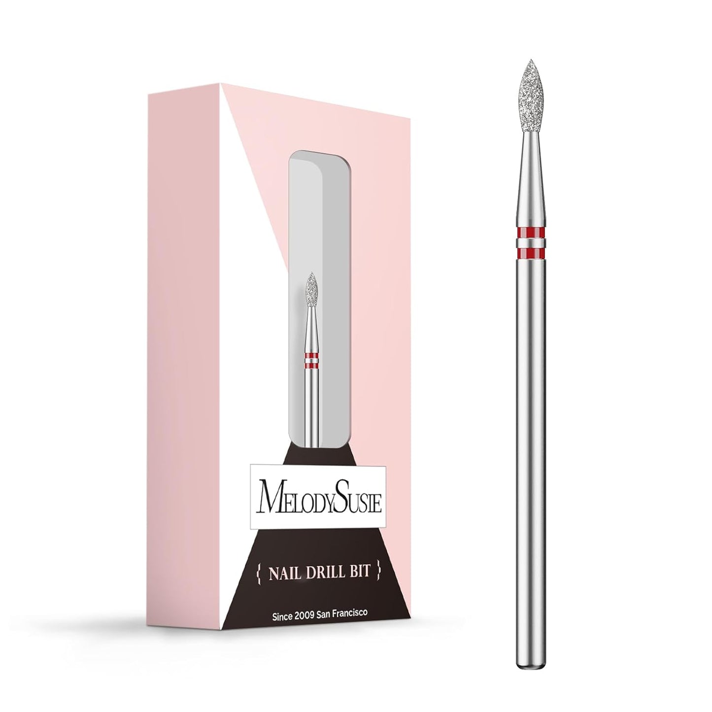 MelodySusie 2.1mm Nib Shape Cuticle Clean Nail Drill Bit 3/32'', Professional Safety Carbide Diamond Under Nail Cleaner for Cuticle Dead Skin Nail Prepare, Beginners Bits, Series Bit-S, Fine