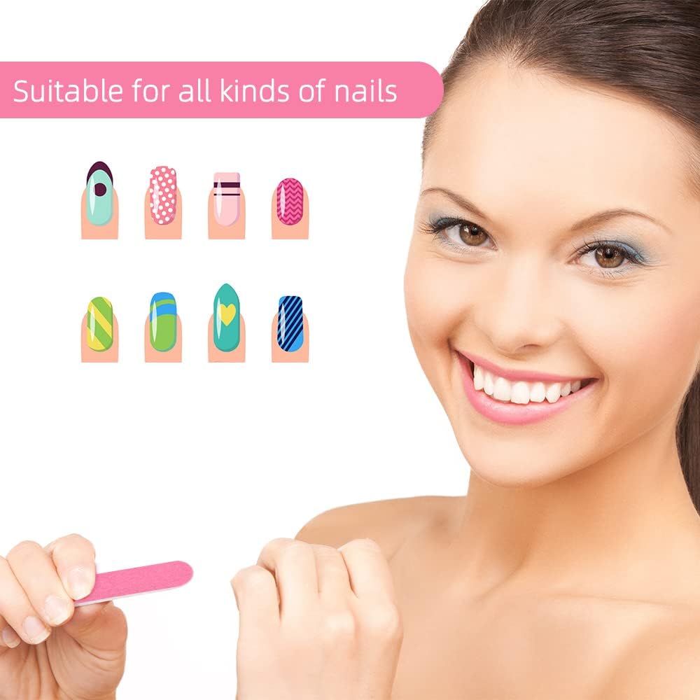 Mini Nail File Bulk 300Pcs (180/240 Grit), Disposable Nail Files Double Sided Emery Boards Home or Professional Manicure Tools(Purple and Pink)