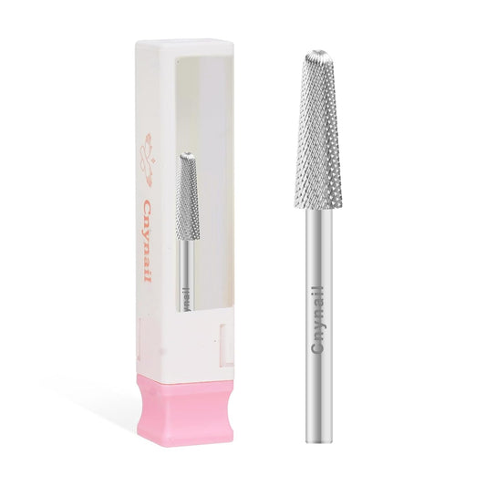 Cnynail 3/32" 4.0MM Small Cone Clean Medium Grit Carbide Cuticle Cleaner Bit for Electric Nail Drills – Professional Manicure Tool for Nail Salons and Home Use (XF Grit. Silver)