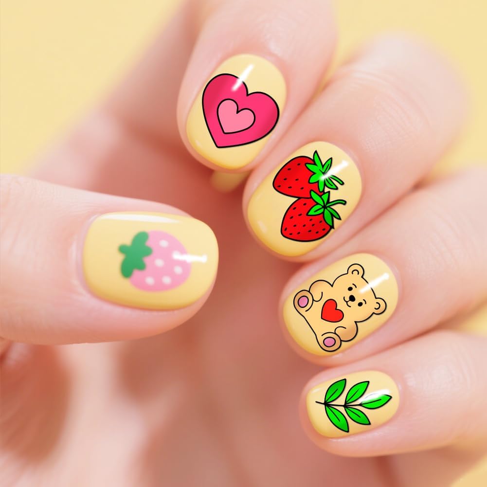 PH PandaHall 3pcs Cute Animals Nail Stamping Plates Flower Fruit Nails Art Templates Dessert Cake Nails Image Plates Cartoon Pattern Manicures Art Stencils for Women Manicures Salon Design Printing