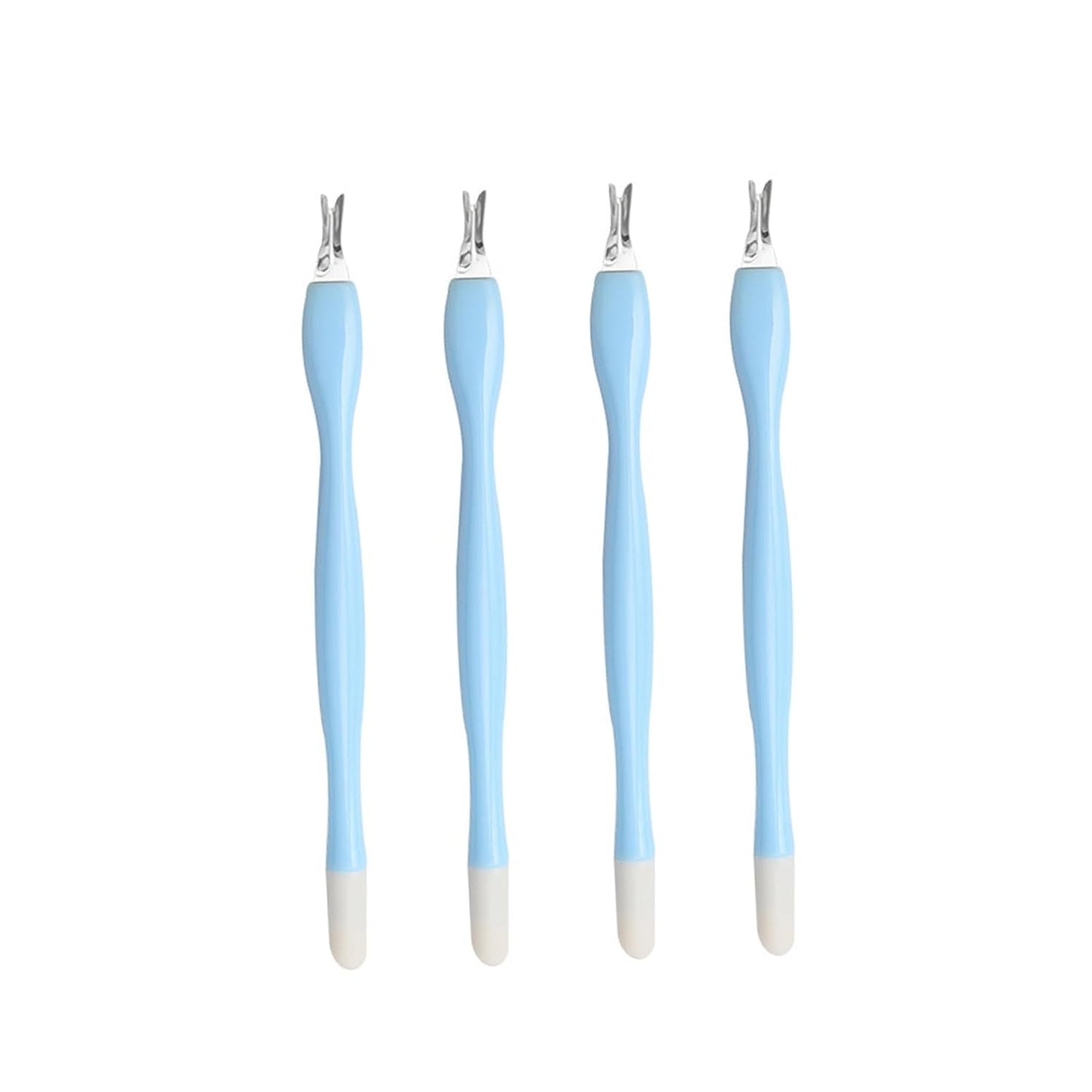 4 Pcs Cuticle Trimmer Pusher Remover, Rubber Tip Gentle on Nail Bed, Stainless Steel Cuticle Remover, Manicure Tool for Fingernails