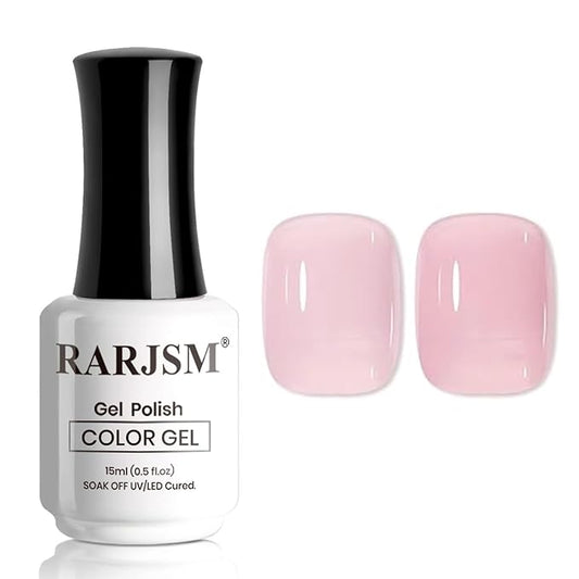 RARJSM Nude Rosy Pink Gel Nail Polish Soft Jelly Neutral Skin Tone Sheer Milky Creamy Nudegel 1PC 15ml Single Bottle Transparent French Manicure Soak off UV LED Cured for Home Salon DIY