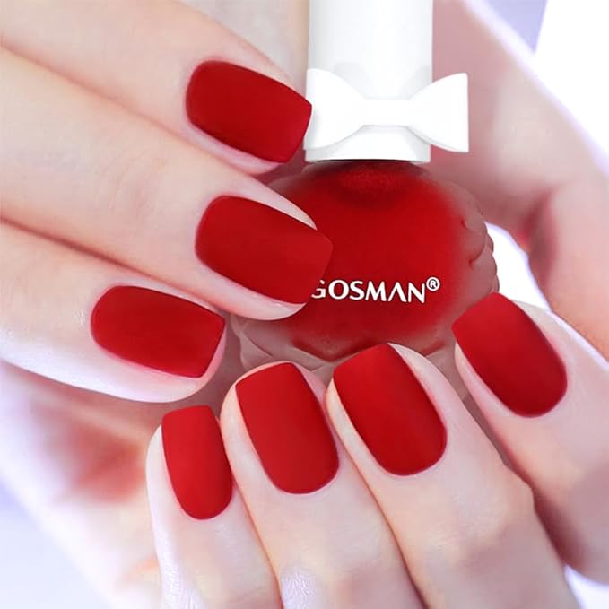 COSMOO 12ml Red Matte Nail Polish, Quick Dry Nail Lacquer for Nail Art Varnish, Mist Effect Matte Finish Velvet Nail Polish, 0.41 fl oz (Red, 0.41 fl oz)