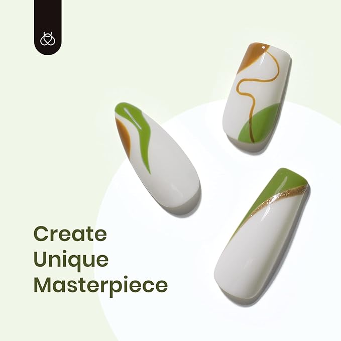 Beetles Gel Polish 6 Colors Dark Green White Black Golden Gel Nail Polish Design with Snake Sticker Soak Off UV LED Gel Nail Kit Manicure DIY Home Gift for Women Viper's Kiss